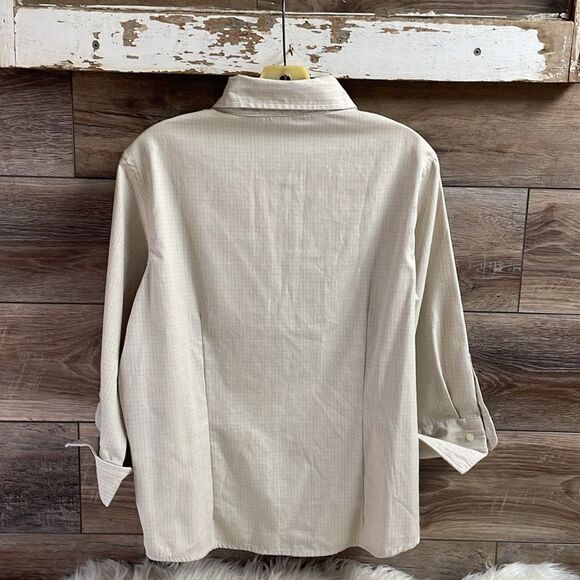 Dunbrooke EasyCare Ladies Tailored Button Down Blouse, Size Medium, Tan - Picture 3 of 5